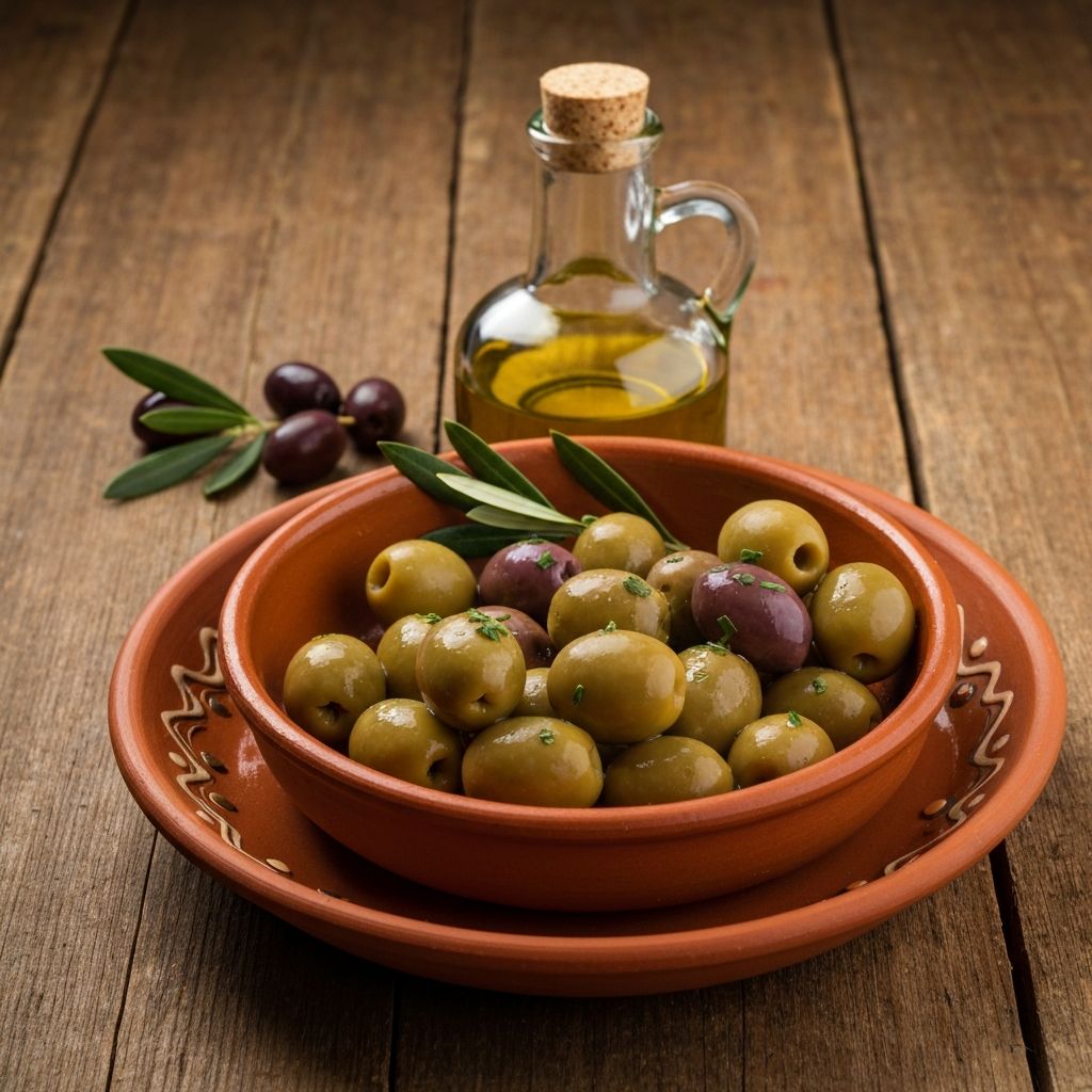 Ελιές σε κεραμικό δοχείο